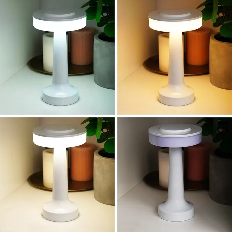 Lampka Stołowa LED Bezprzewodowa 3 Tryby Świecenia 21x12 cm MEBLIVA - Biała