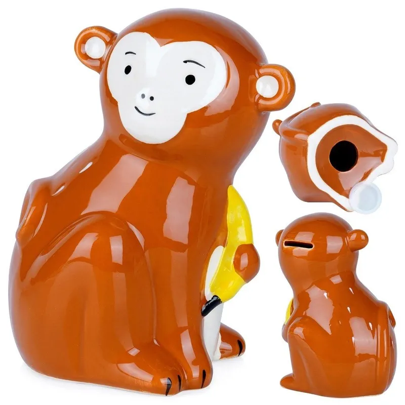 Skarbonka Ceramiczna Małpka Na Prezent Dla Dzieci Dorosłych MEBLIVA
