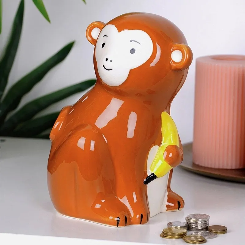 Skarbonka Ceramiczna Małpka Na Prezent Dla Dzieci Dorosłych MEBLIVA