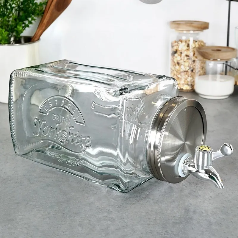Słój Do Napojów Z Kranikiem Szklany Do Lodówki 3,5 l MEBLIVA
