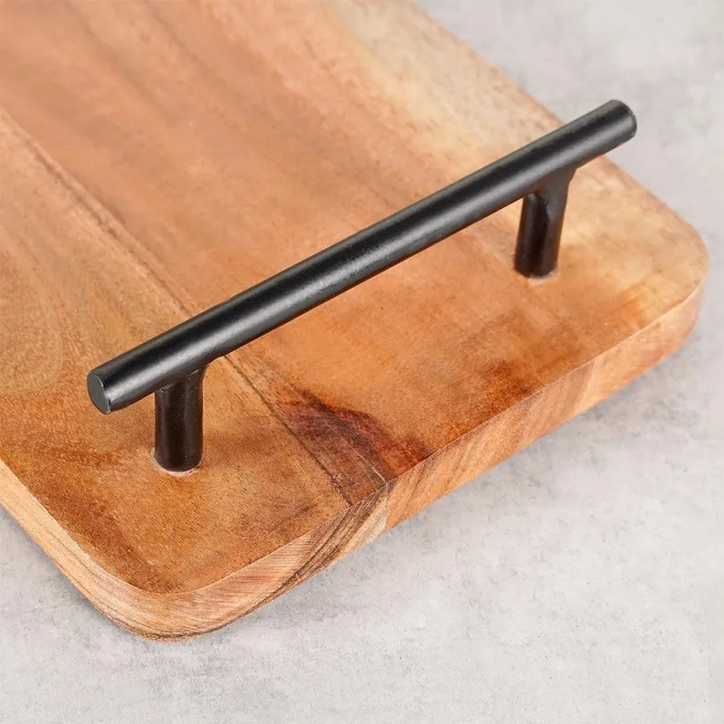 Taca Deska Do Serwowania Drewniana Przekąsek Z Uchwytami 30x15,5 cm MEBLIVA