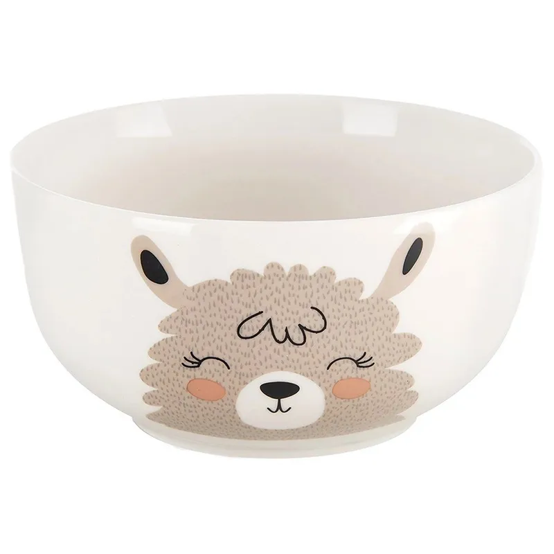 Zestaw Kubek Z Miseczką Dla Dziecka Śniadaniowy Porcelanowy Lama MEBLIVA