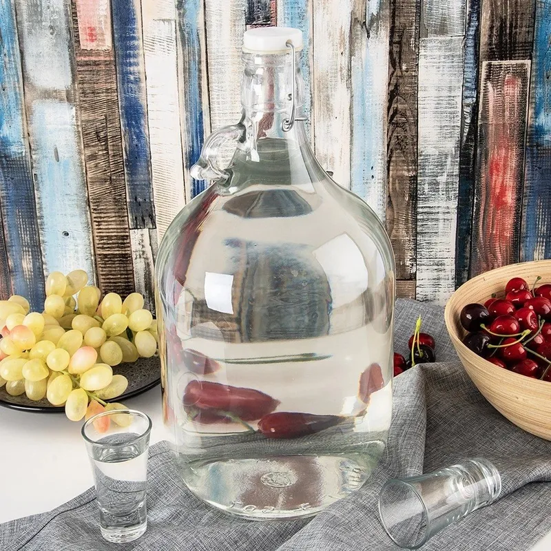 Karafka Butelka 5l Szklana Retro Vintage Z Zatrzaskowym Zamknięciem MEBLIVA