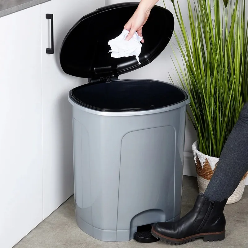 Kosz Pojemnik Na Śmieci Odpady Pojemny Z Pedałem Plastikowy MEBLIVA - Szary