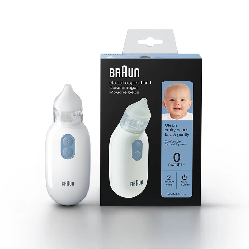 BRAUN BNA 100 Aspirator Do Nosa Dla Niemowląt Od 0 M+, Delikatne Usuwanie Kataru