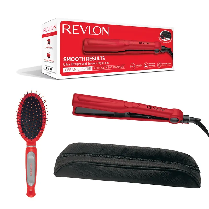 REVLON RVST2176 Zestaw Do Stylizacji Włosów, Prostownica Ceramiczna + Szczotka
