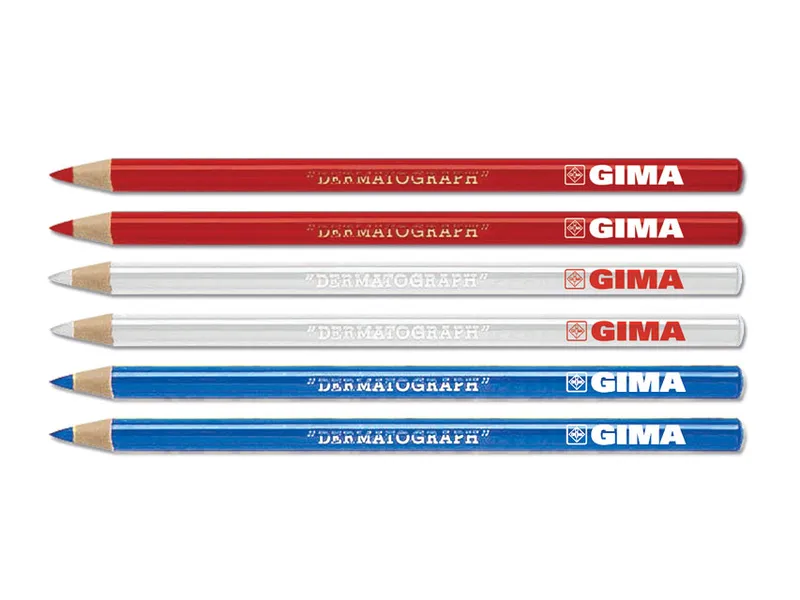 GIMA Zestaw Ołówków Dermograficznych, 3 Kolory, + Temperówka, 6 szt