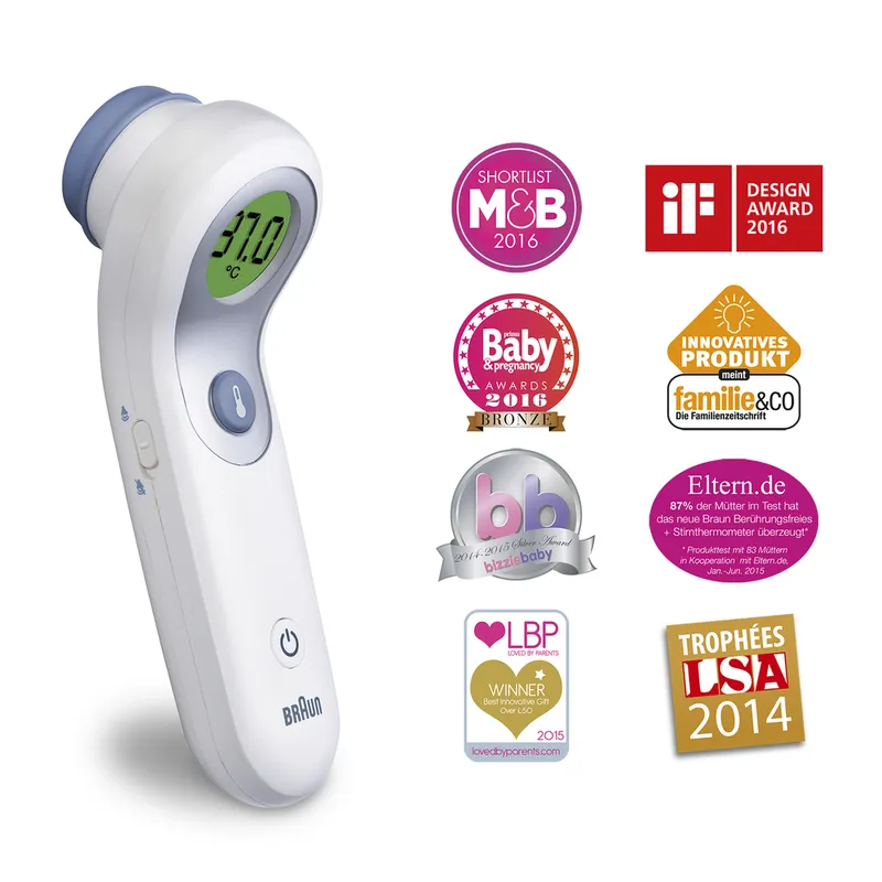 BRAUN NO TOUCH + FOREHEAD NTF 3000 Termometr Bezdotykowy Z Dwoma Sposobami Pomiaru