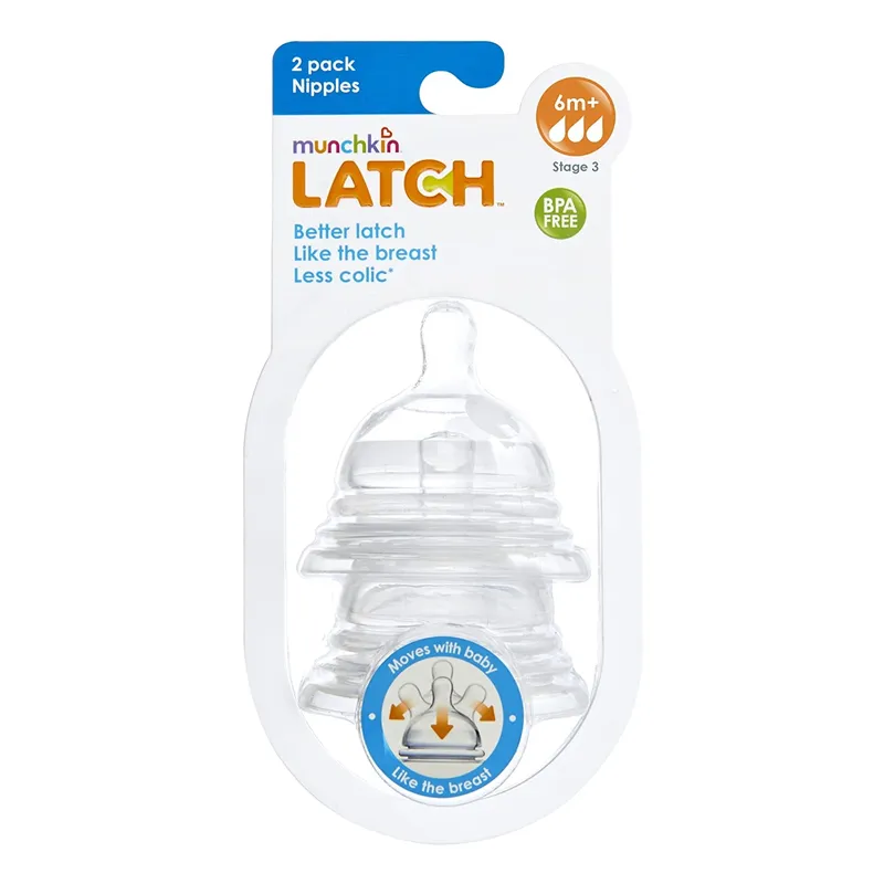 MUNCHKIN LATCH STEP 3 6M+ Zestaw 2 Smoczków Do Butelek, Silikonowe