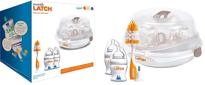 MUNCHKIN LATCH 120ml Zestaw Butelek Z Mikrofalowym Sterylizatorem, 2 szt