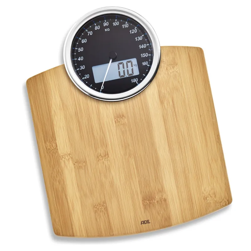 ADE BE1719 LUNA Waga Łazienkowa Bambusowa, Cyfrowo-Mechaniczna, Do 180 kg