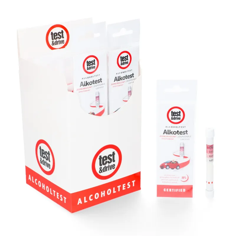 ALCOHOL TEST Alkomat Jednorazowy, Display 10 Opakowań Po 2 szt