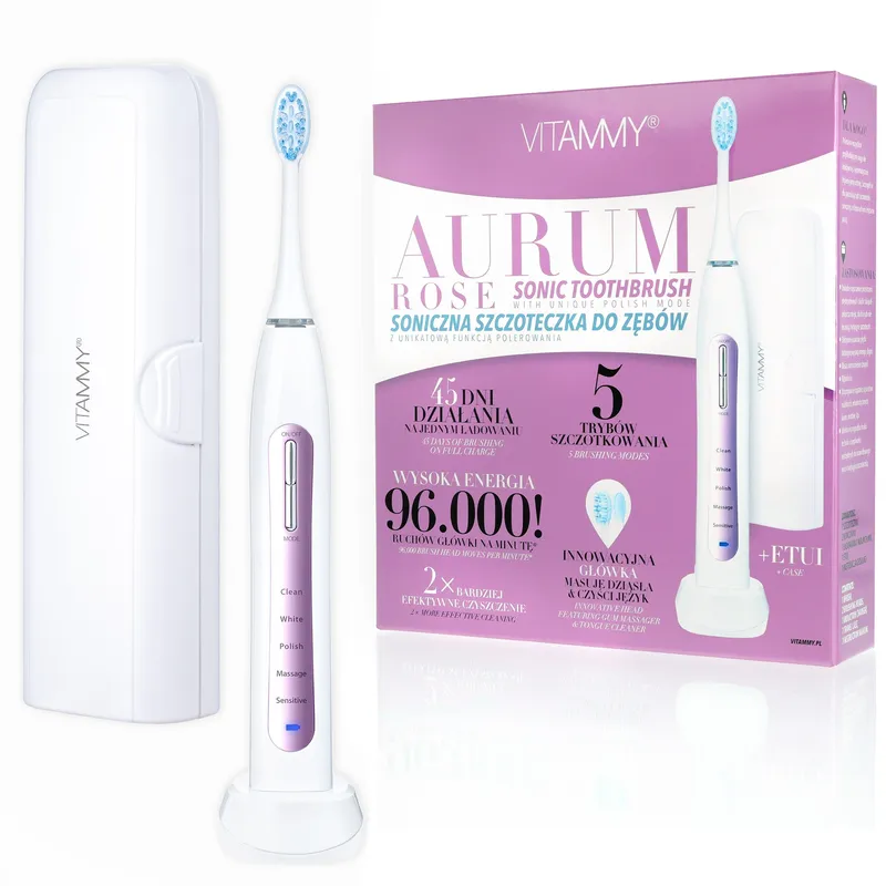VITAMMY AURUM ROSE Szczoteczka Soniczna Do Zębów Z Polerowaniem, Elegancki Design