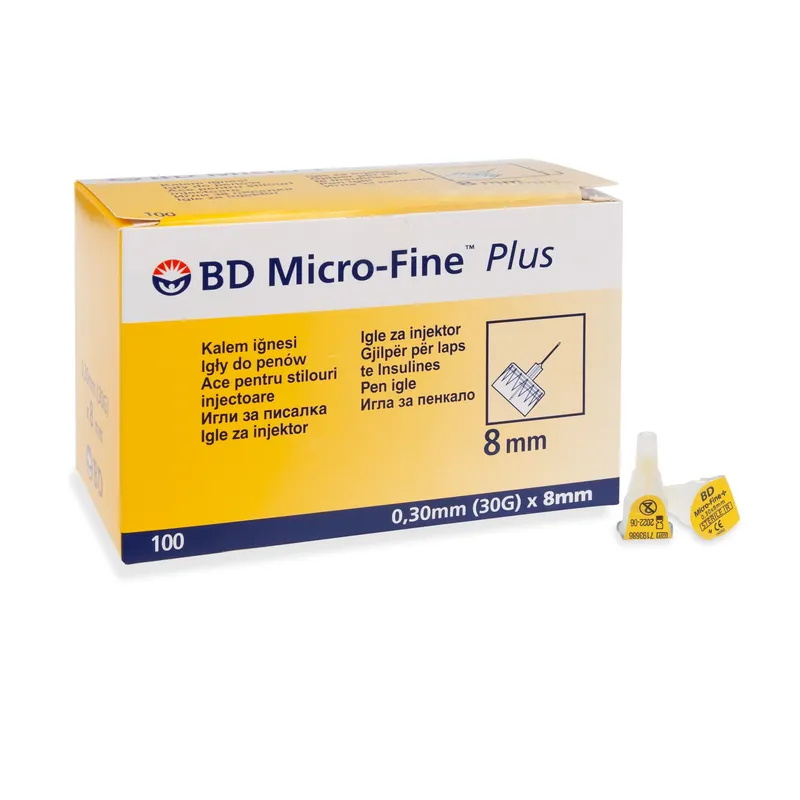 BD MICRO-FINE PLUS 0,3 x 8 mm Igły Do Pena Insulinowego, 100 szt