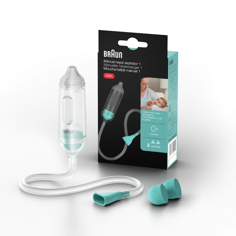 BRAUN BNA050EU Aspirator Ręczny Do Nosa Dla Dzieci, 2 Końcówki, 5 Filtrów