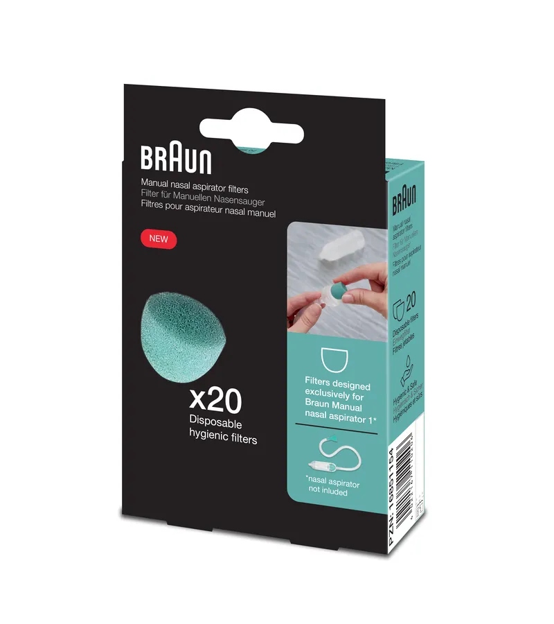 BRAUN BNF020EU Filtry Jednorazowe Do Aspiratora Do Nosa, Higieniczne, 20 szt