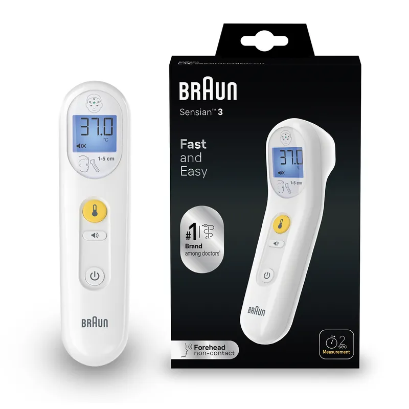 BRAUN Sensian 3 BNT050EE Termometr Bezdotykowy Do Czoła, Kliniczna Dokładność