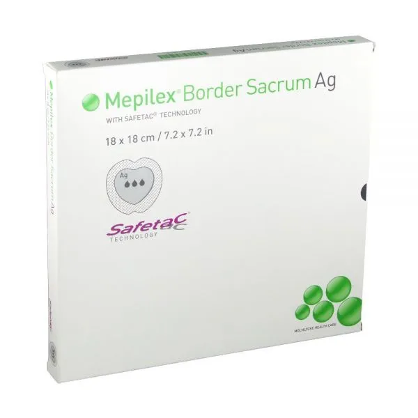 MÖLNLYCKE MEPILEX BORDER SACRUM AG 18x18 cm Opatrunek Na Okolice Kości Krzyżowej, 5 szt