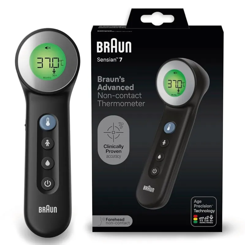 BRAUN BNT400 BLACK NO TOUCH + TOUCH Termometr Bezdotykowy Z Age Precision, Tryb Nocny