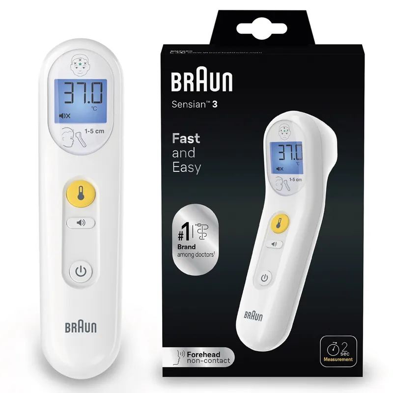 BRAUN Sensian 3 BNT050EE Termometr Bezdotykowy Do Czoła, Kliniczna Dokładność