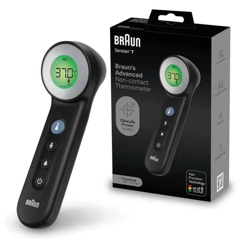 BRAUN BNT400 BLACK NO TOUCH + TOUCH Termometr Bezdotykowy Z Age Precision, Tryb Nocny