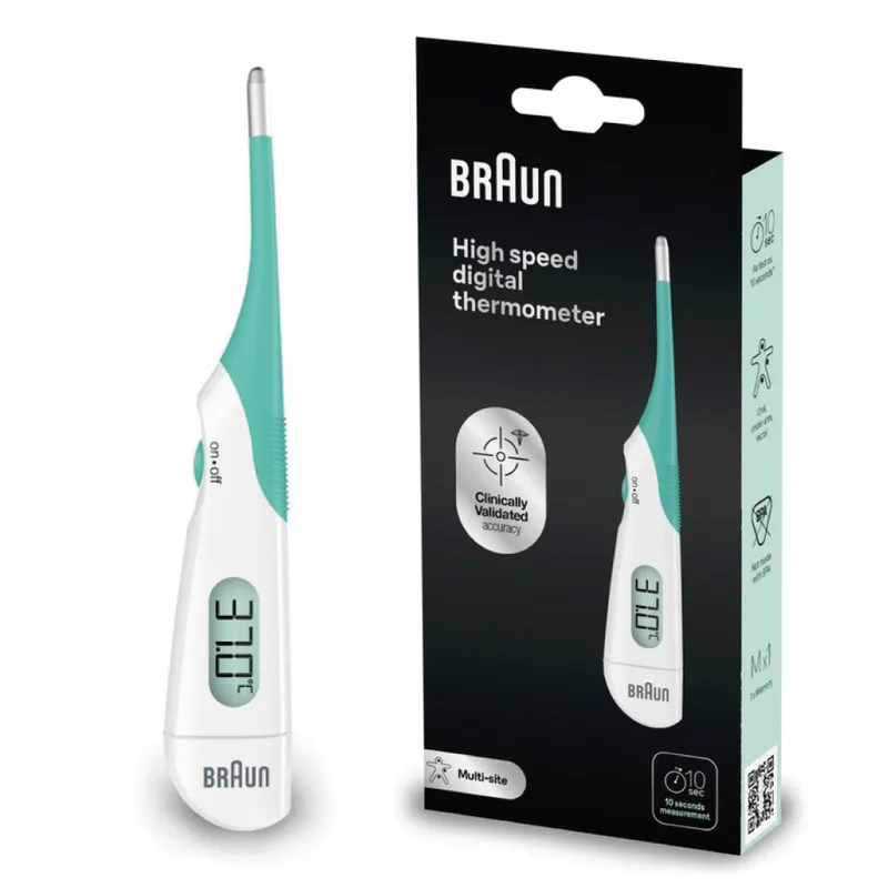 BRAUN PRT1000 Termometr Piórkowy Elektroniczny Z Elastyczną Końcówką, Pomiar W 10 S