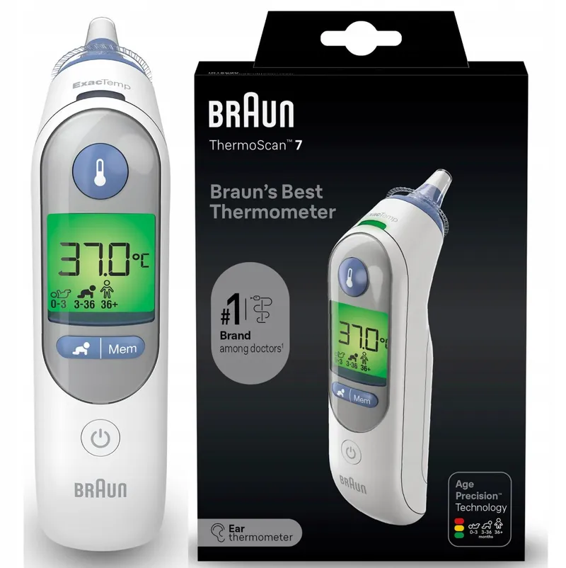 BRAUN IRT6520 THERMOSCAN 7 Termometr Do Ucha Z Age Precision, Podświetlany Wyświetlacz