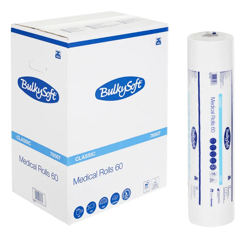BULKYSOFT 60 cm × 65 m Podkład Medyczny Biały, Celuloza, 2-WARSTWOWY, 172 Odcinki