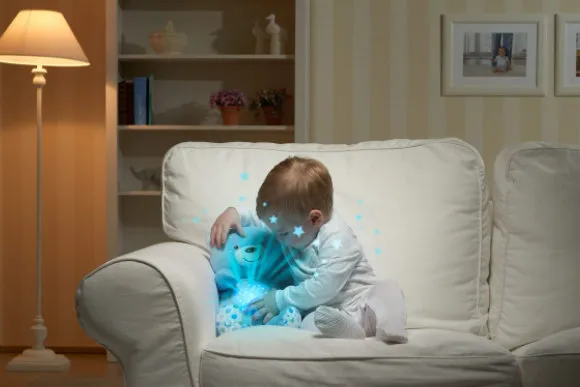 CHICCO 0M+ Miś Z Projektorem I Muzyką, Pluszowy - Niebieski
