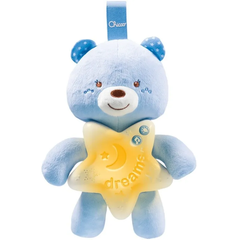 CHICCO 0M+ Miś Uspokajający Dla Niemowląt, Muzyka I Światło - Niebieski