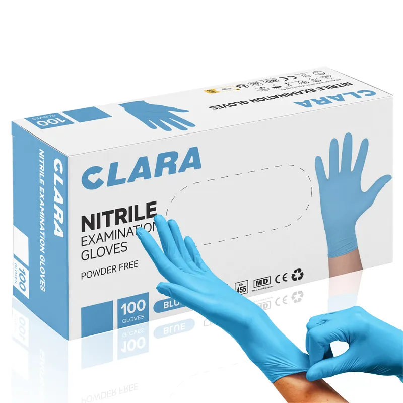 CLARA XS NIEBIESKIE Rękawice Nitrylowe Diagnostyczne, Bezpudrowe, 100 szt