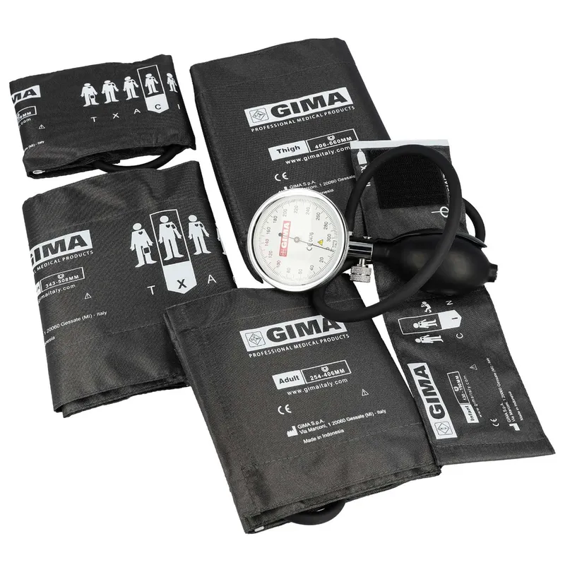 GIMA SIRIO KIT Ciśnieniomierz Zegarowy, Zestaw 5 Mankietów Z Etui