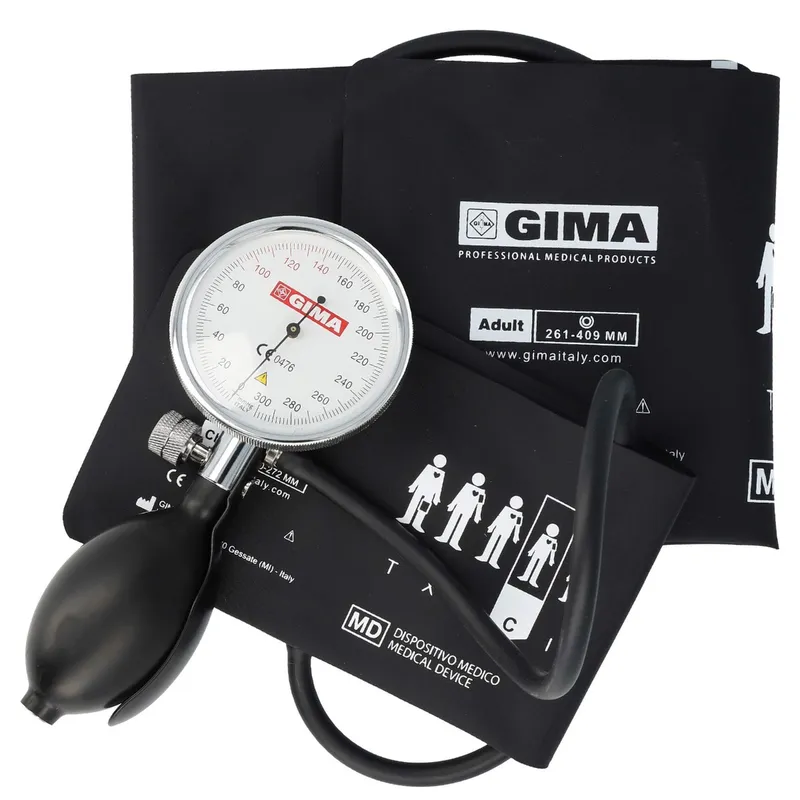 GIMA SIRIO KIT Ciśnieniomierz Zegarowy, Zestaw 3 Mankietów Z Etui