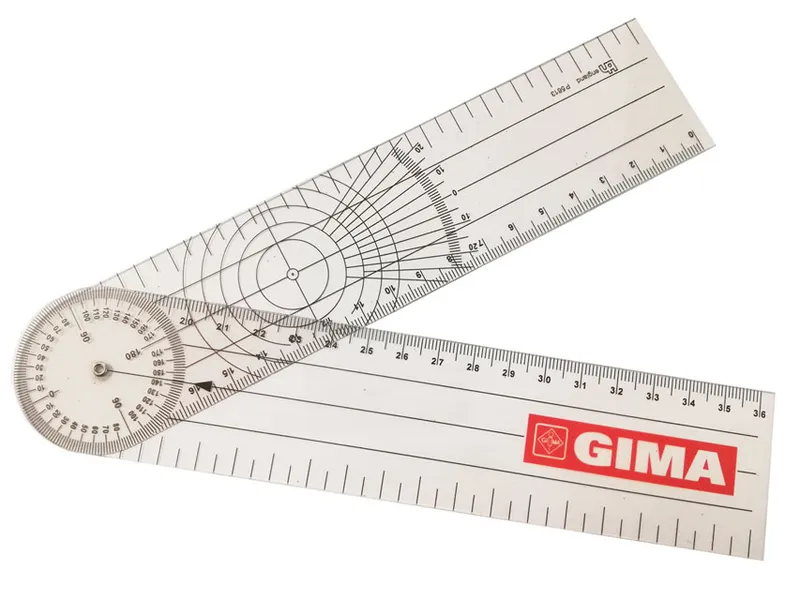 GIMA Goniomietr Plastikowy, Miernik Kątów Ciała, Ortopedyczny, 205 x 45 mm