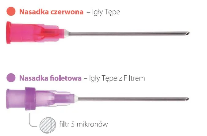 SOL-M 18g 1 1/2" 1,2 x 40 mm Igła Tępa Z Filtrem 5 Mikronów, Do Ampułek, 100 szt