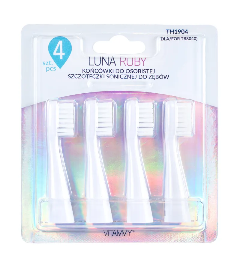 VITAMMY LUNA / RUBY Końcówki Do Szczoteczki Sonicznej, Włókna DuPont, 4 szt