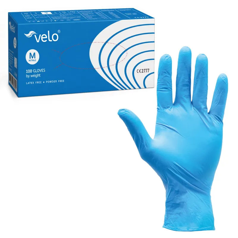VELO NITRILE BLUE M Rękawice Nitrylowe Zabiegowe Bezpudrowe, Niebieskie, 100 szt