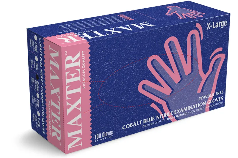 MAXTER COBALT XL Rękawiczki Nitrylowe Bezpudrowe Jednorazowe, 100 szt