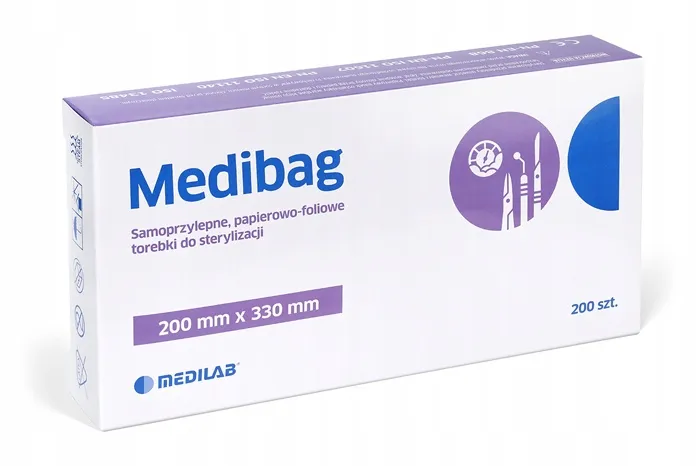 MEDILAB MEDIBAG 200 x 330 mm Torebki Samoprzylepne Do Sterylizacji, 200 szt