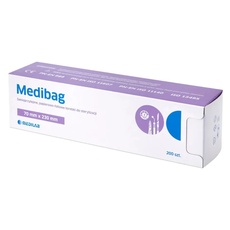 MEDILAB MEDIBAG 70 x 230 mm Torebki Samoprzylepne Do Sterylizacji, 200 szt