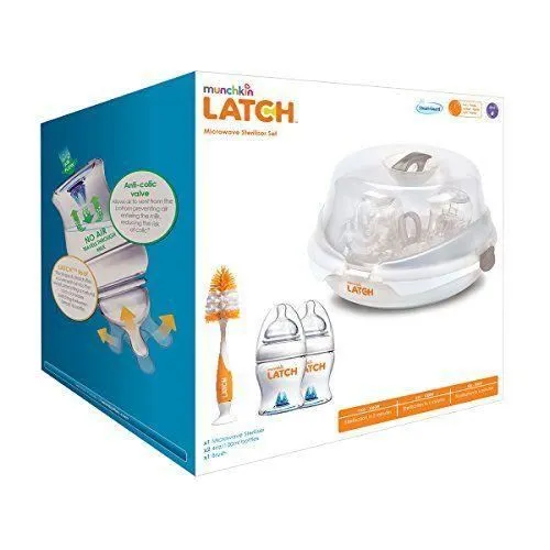 MUNCHKIN LATCH 120ml Zestaw Butelek Z Mikrofalowym Sterylizatorem, 2 szt