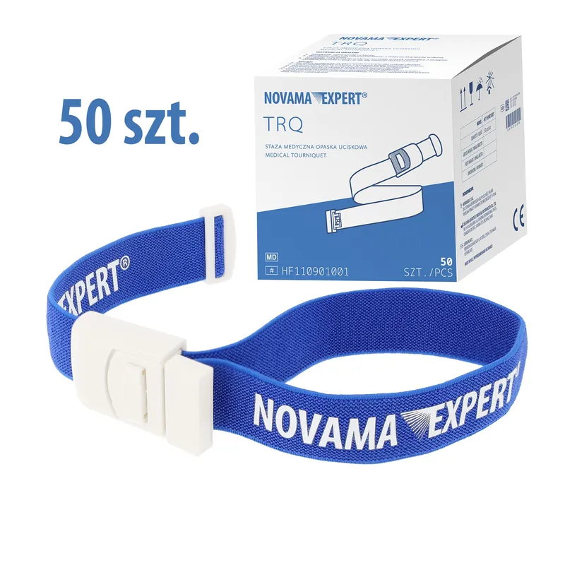 NOVAMA EXPERT TRQ Staza Medyczna Opaska Uciskowa Z Klamrą, 50 szt