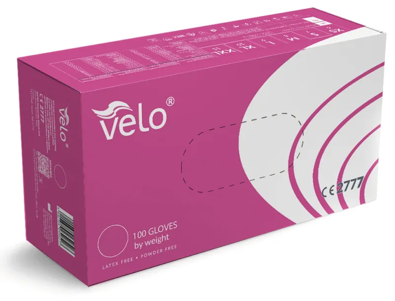 VELO NITRILE PINK S Rękawice Nitrylowe Zabiegowe Bezpudrowe, 100 szt - Różowe
