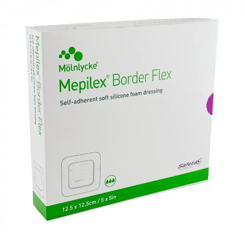 MÖLNLYCKE MEPILEX BORDER FLEX 12,5 x 12,5 cm Opatrunek Chłonny Piankowy, 5 szt