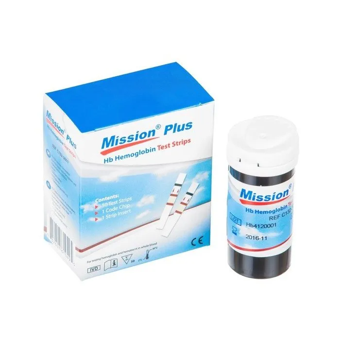 MISSION PLUS HB Paski Do Aparatu, Pomiar Hemoglobiny, 2×25 szt