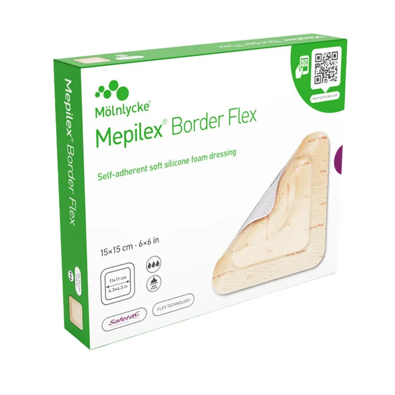 MÖLNLYCKE MEPILEX BORDER FLEX 15 x 15 cm Opatrunek Chłonny Piankowy, 5 szt