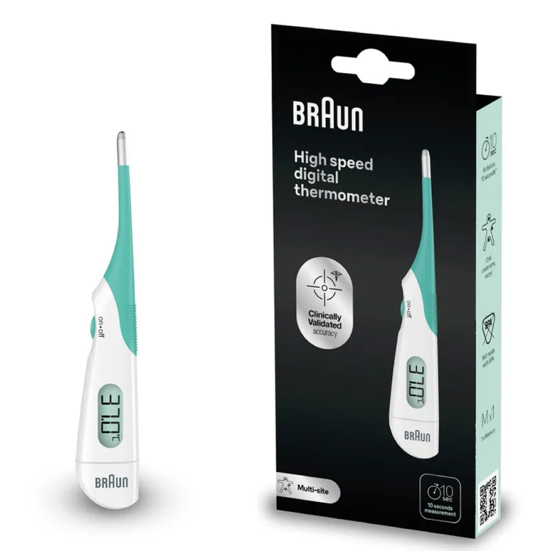 BRAUN PRT1000 Termometr Piórkowy Elektroniczny Z Elastyczną Końcówką, Pomiar W 10 S
