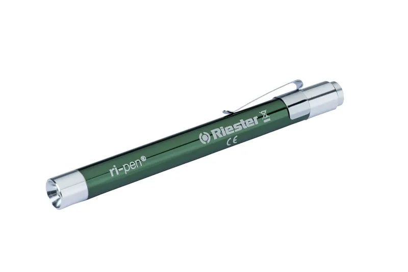 RIESTER RI PEN Latarka Diagnostyczna LED, Aluminiowa Z Klipsem, 2X AAA - ZIELONY