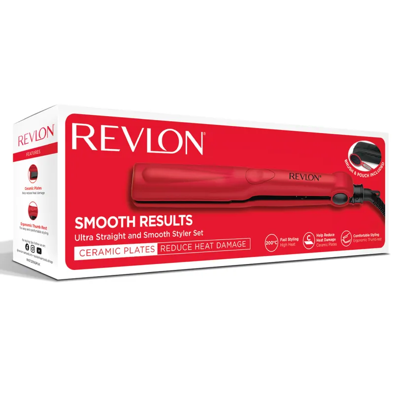 REVLON RVST2176 Zestaw Do Stylizacji Włosów, Prostownica Ceramiczna + Szczotka