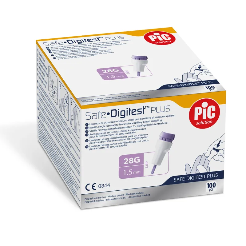 PIC SAFE DIGITEST PLUS 28g 1,5 mm Nakłuwacze Bezpieczne, 100 szt